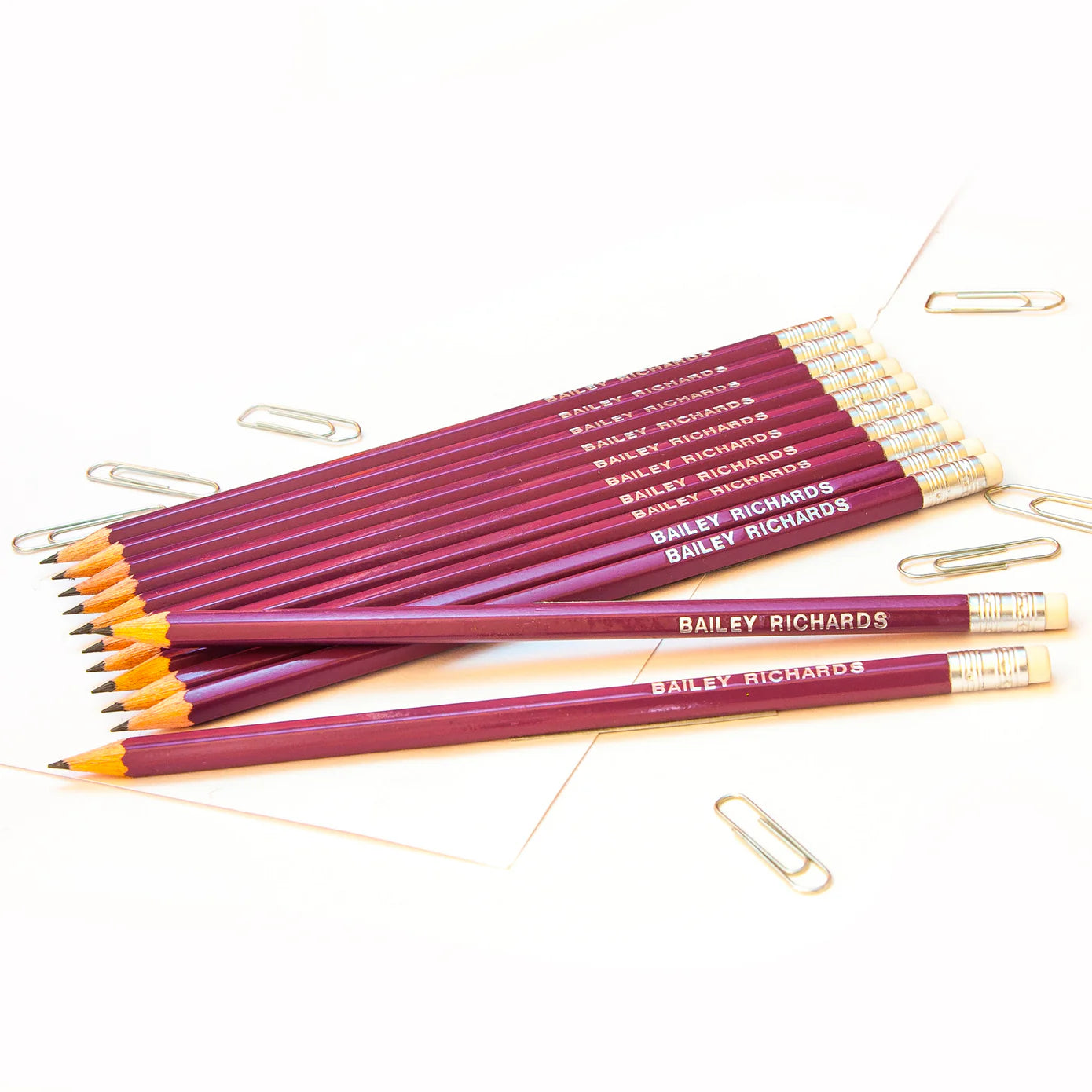Burgundy Personalised Pencils