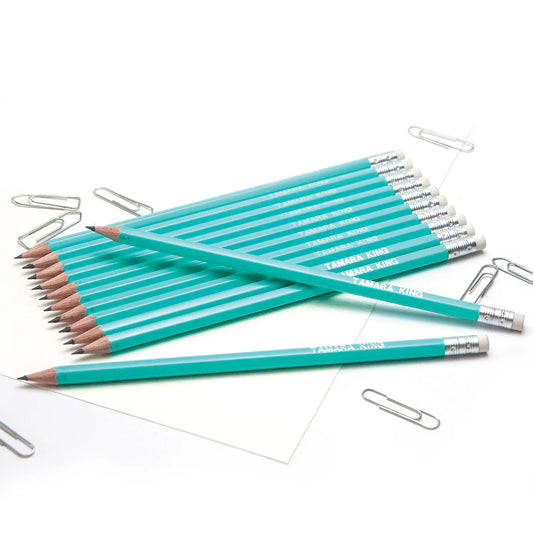 Turquoise Personalised Pencils