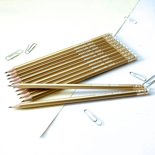 Shiny Gold Personalised Pencils