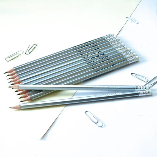 Shiny Silver Personalised Pencils